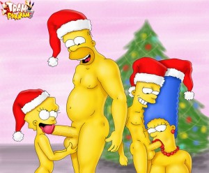 Simpsons blowing for X-mas presents